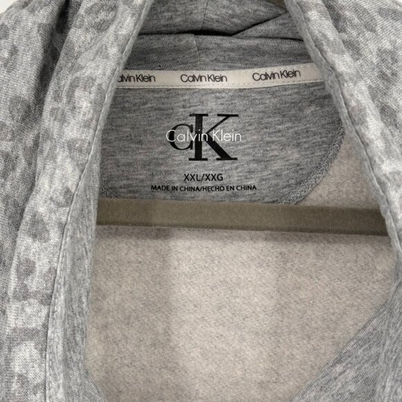 Calvin Klein Womens Grey Leopard Print Cowl Neck Sweatshirt top size 2XL - Picture 3 of 11